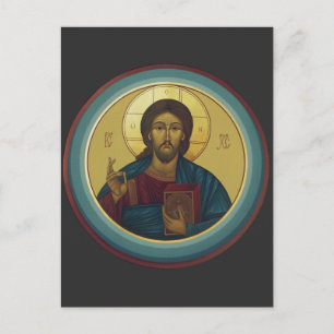 Byzantijnse Christus Pantocrator Ronde Mozaïek Kun Briefkaart