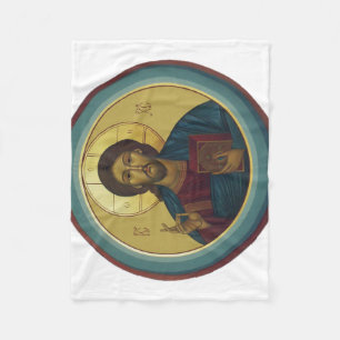 Byzantijnse Christus Pantocrator Ronde Mozaïek Kun Fleece Deken