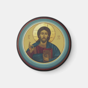 Byzantijnse Christus Pantocrator Ronde Mozaïek Kun Magneet