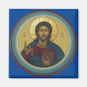 Byzantijnse Christus Pantocrator Ronde Mozaïek Kun Magneet