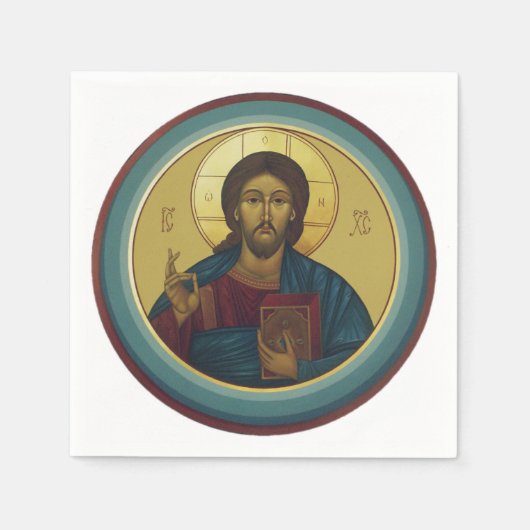 Byzantijnse Christus Pantocrator Ronde Mozaïek Kun Servet (Voorkant)