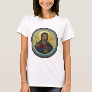 Byzantijnse Christus Pantocrator Ronde Mozaïek Kun T-shirt