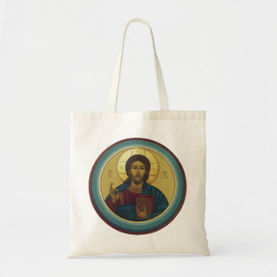 Byzantijnse Christus Pantocrator Ronde Mozaïek Kun Tote Bag