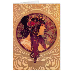 Byzantijnse hoofden: Brunette Alfons Mucha