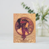 Byzantijnse hoofden: Brunette Alfons Mucha Briefkaart (Staand voorkant)