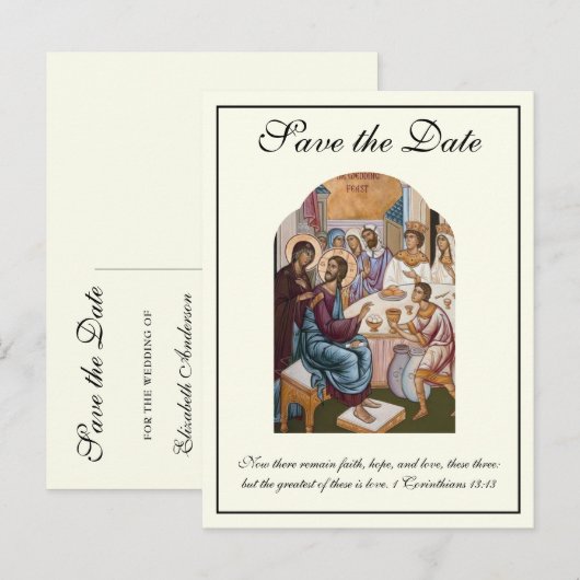 Byzantijnse katholieke bruiloft bespaart de datum aankondigingskaart (Voorkant / Achterkant)