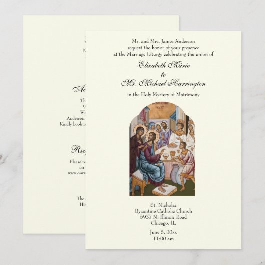Byzantijnse katholieke ivoren bruiloft kaart (Voorkant / Achterkant)