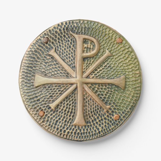 Byzantijnse kruissymbool metalen medallion history papieren bordje (Voorkant)