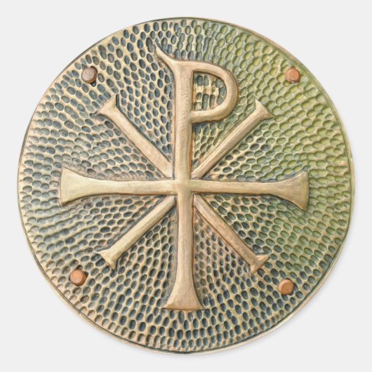 Byzantijnse kruissymbool metalen medallion history ronde sticker (Voorkant)