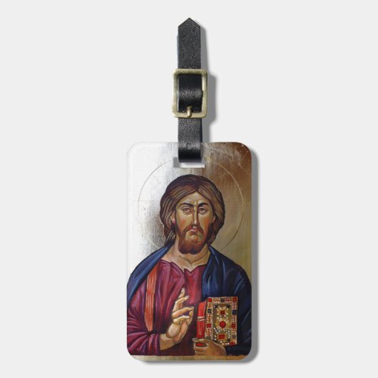 Byzantijnse Pictogram van Christus Pantocrator Bagagelabel (Voorkant verticaal)