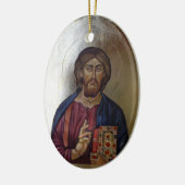 Byzantijnse Pictogram van Christus Pantocrator Keramisch Ornament (Links)
