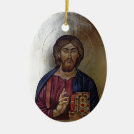 Byzantijnse Pictogram van Christus Pantocrator Keramisch Ornament