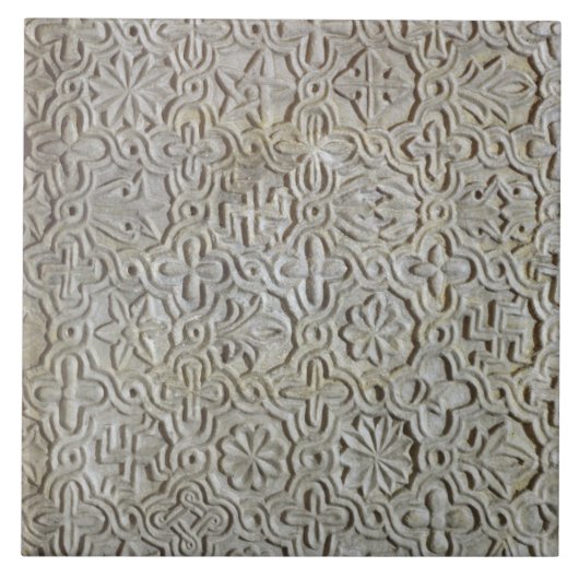 Byzantijnse plaat met kruisvormige decoratie, 12e- tegeltje (Voorkant)