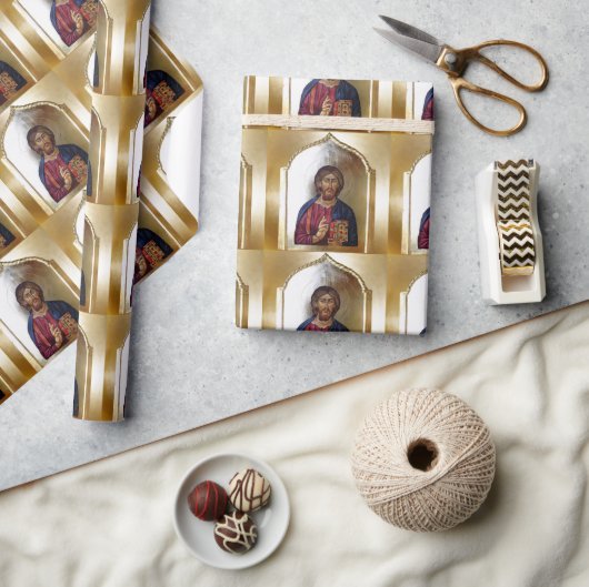 Byzantijnse stijl icoon van Christus Pantocrator Cadeaupapier (Crafts)