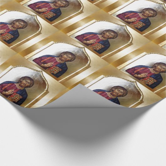 Byzantijnse stijl icoon van Christus Pantocrator Cadeaupapier (Hoek)