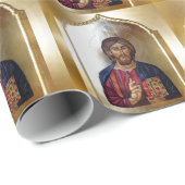 Byzantijnse stijl icoon van Christus Pantocrator Cadeaupapier (Rol Hoek)