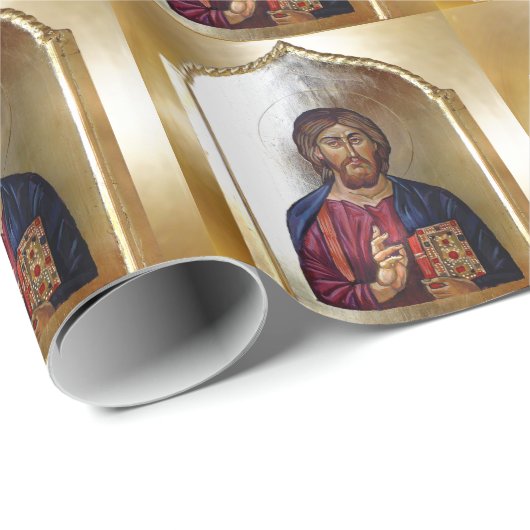 Byzantijnse stijl icoon van Christus Pantocrator Cadeaupapier (Rol Hoek)