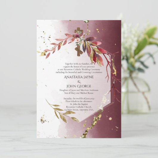 BYZANTIJNSE Verlovings Kroon Huwelijk Bloemenkruis Kaart (Staand voorkant)