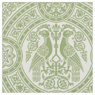 Byzantijnse Vogels - Appelgroen op Ivoor Stof