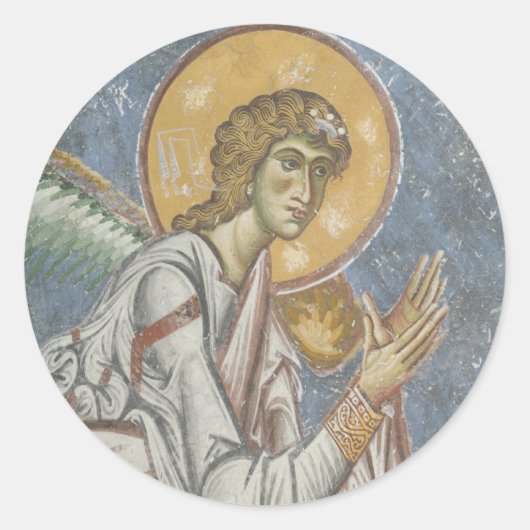 Byzantine Angel met gevouwen handen Ronde Sticker (Voorkant)