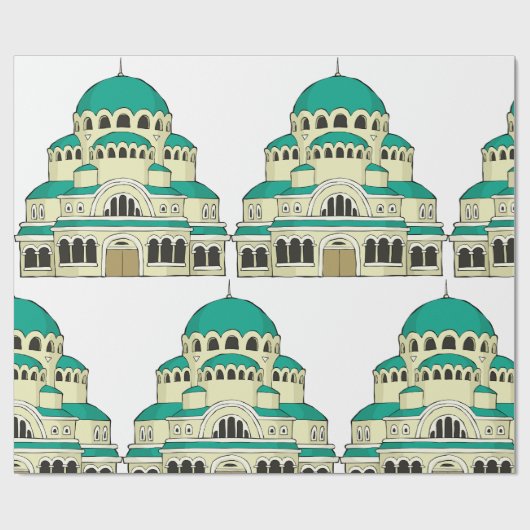 Byzantine Architecture Teal Dome Cathedral Cadeaupapier (Vlak)