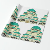 Byzantine Architecture Teal Dome Cathedral Cadeaupapier (Uitgerold)