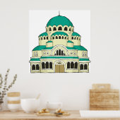 Byzantine Architecture Teal Dome Cathedral Poster (Keuken)