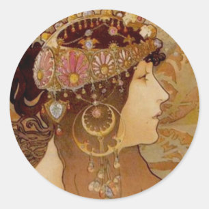 Byzantine Brunette, 1897 Ronde Sticker
