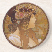 Byzantine Brunette, Mucha Zandsteen Onderzetter (Voorkant)