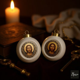Byzantine Christ Icon - Jesus Keramische Bal Ornament