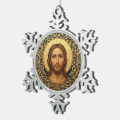 Byzantine Christ Icon - Jesus Tin Sneeuwvlok Ornament (Rechts)