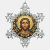 Byzantine Christ Icon - Jesus Tin Sneeuwvlok Ornament (Voorkant)