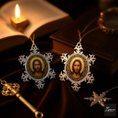 Byzantine Christ Icon - Jesus Tin Sneeuwvlok Ornament