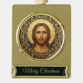 Byzantine Christ Icon - Jesus Verguld Banner Ornament (Voorkant)