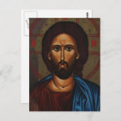 Byzantine Grieks-orthodoxe Pictogram JESUS CHRIST Briefkaart (Voorkant / Achterkant)