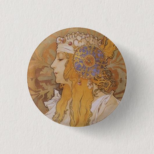 Byzantine Head: Blonde Ronde Button 3,2 Cm (Voorkant)