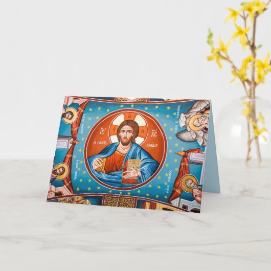 byzantine jesus wenskaart kaart (Gele Bloem)