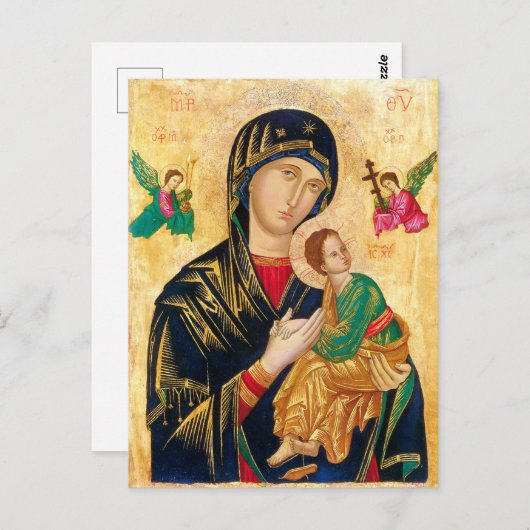Byzantine Maagd Maria en Kind Icon Kerstmis Briefkaart (Voorkant / Achterkant)