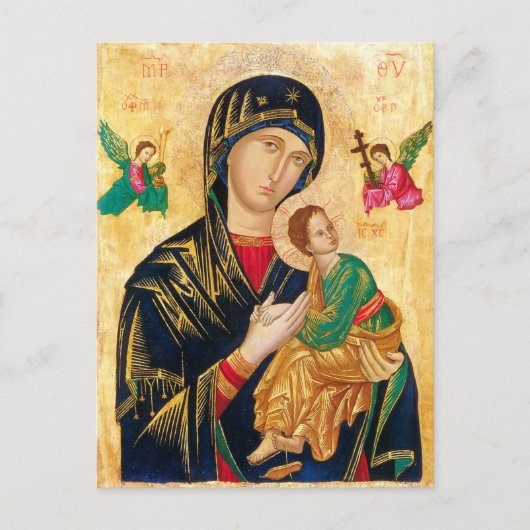 Byzantine Maagd Maria en Kind Icon Kerstmis Briefkaart (Voorkant)