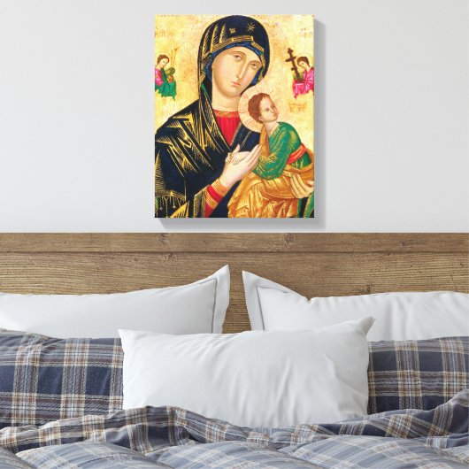 Byzantine Maagd Maria en Kind Icon Kerstmis Canvas Afdruk (Insitu (Slaapkamer))