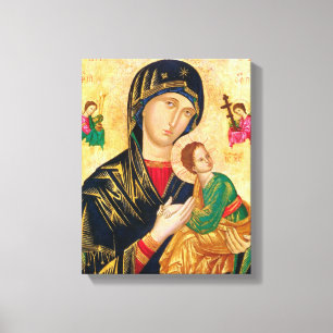 Byzantine Maagd Maria en Kind Icon Kerstmis Canvas Afdruk