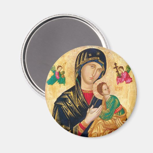 Byzantine Maagd Maria en Kind Icon Kerstmis Magneet (Voorkant / Achterkant)