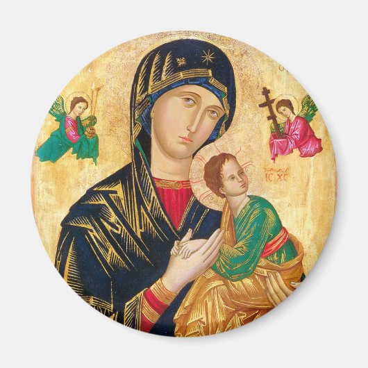 Byzantine Maagd Maria en Kind Icon Kerstmis Magneet (Voorkant)