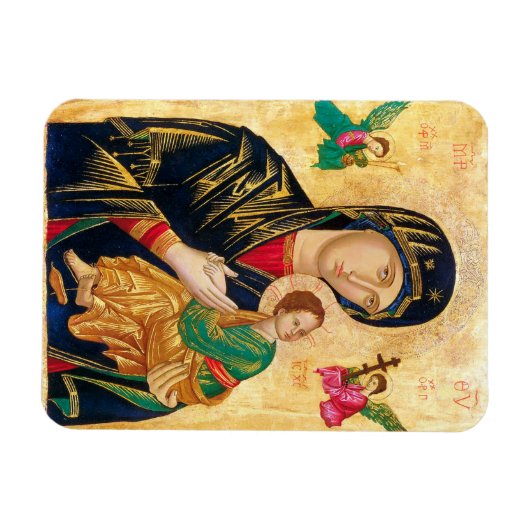 Byzantine Maagd Maria en Kind Icon Kerstmis Magneet (Horizontaal)