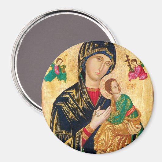 Byzantine Maagd Maria en Kind Icon Kerstmis Magneet (Voorkant / Achterkant)
