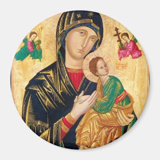 Byzantine Maagd Maria en Kind Icon Kerstmis Magneet (Voorkant)