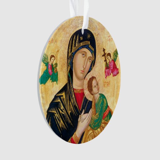 Byzantine Maagd Maria en Kind Icon Kerstmis Ornament (voorkant)