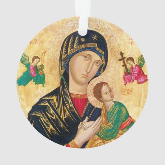 Byzantine Maagd Maria en Kind Icon Kerstmis Ornament (achterkant)