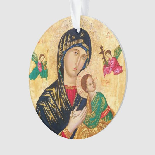 Byzantine Maagd Maria en Kind Icon Kerstmis Ornament (voorkant)