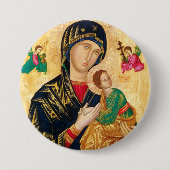 Byzantine Maagd Maria en Kind Icon Kerstmis Ronde Button 7,6 Cm (Voorkant)